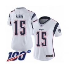 Women's New England Patriots #15 NKeal Harry White Vapor Untouchable Limited Player 100th Season Football Jersey