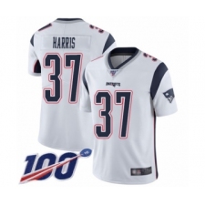 Men's New England Patriots #37 Damien Harris White Vapor Untouchable Limited Player 100th Season Football Jersey