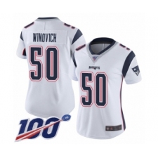 Women's New England Patriots #50 Chase Winovich White Vapor Untouchable Limited Player 100th Season Football Jersey