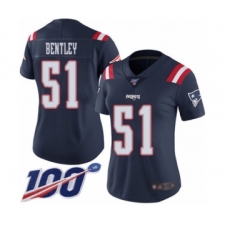 Women's New England Patriots #51 JaWhaun Bentley Limited Navy Blue Rush Vapor Untouchable 100th Season Football Jersey