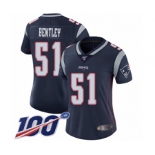 Women's New England Patriots #51 JaWhaun Bentley Navy Blue Team Color Vapor Untouchable Limited Player 100th Season Football Jersey