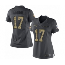 Women's New England Patriots #17 Antonio Brown Limited Black 2016 Salute to Service Football Jersey