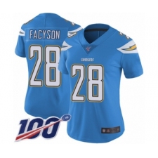 Women's Los Angeles Chargers #28 Brandon Facyson Electric Blue Alternate Vapor Untouchable Limited Player 100th Season Football Jersey
