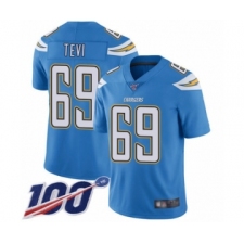 Men's Los Angeles Chargers #69 Sam Tevi Electric Blue Alternate Vapor Untouchable Limited Player 100th Season Football Jersey
