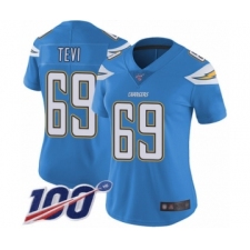 Women's Los Angeles Chargers #69 Sam Tevi Electric Blue Alternate Vapor Untouchable Limited Player 100th Season Football Jersey