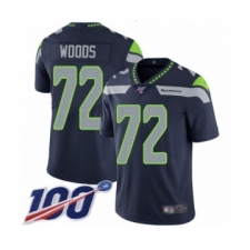 Youth Seattle Seahawks #72 Al Woods Navy Blue Team Color Vapor Untouchable Limited Player 100th Season Football Jersey