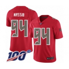 Men's Tampa Bay Buccaneers #94 Carl Nassib Limited Red Rush Vapor Untouchable 100th Season Football Jersey
