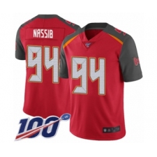 Men's Tampa Bay Buccaneers #94 Carl Nassib Red Team Color Vapor Untouchable Limited Player 100th Season Football Jersey