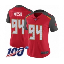 Women's Tampa Bay Buccaneers #94 Carl Nassib Red Team Color Vapor Untouchable Limited Player 100th Season Football Jersey