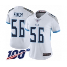 Women's Tennessee Titans #56 Sharif Finch White Vapor Untouchable Limited Player 100th Season Football Jersey
