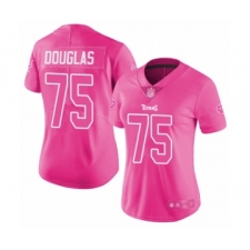 Women's Tennessee Titans #75 Jamil Douglas Limited Pink Rush Fashion Football Jersey
