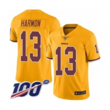 Men's Washington Redskins #13 Kelvin Harmon Limited Gold Rush Vapor Untouchable 100th Season Football Jersey