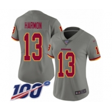 Women's Washington Redskins #13 Kelvin Harmon Limited Gray Inverted Legend 100th Season Football Jersey