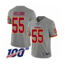 Youth Washington Redskins #55 Cole Holcomb Limited Gray Inverted Legend 100th Season Football Jersey