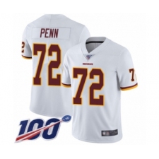 Men's Washington Redskins #72 Donald Penn White Vapor Untouchable Limited Player 100th Season Football Jersey