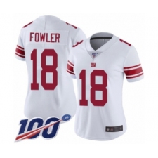 Women's New York Giants #18 Bennie Fowler White Vapor Untouchable Limited Player 100th Season Football Jersey
