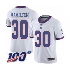 Men's New York Giants #30 Antonio Hamilton Limited White Rush Vapor Untouchable 100th Season Football Jersey