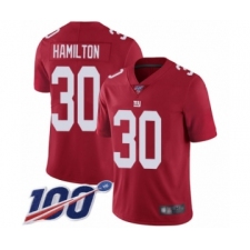 Men's New York Giants #30 Antonio Hamilton Red Limited Red Inverted Legend 100th Season Football Jersey