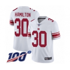 Men's New York Giants #30 Antonio Hamilton White Vapor Untouchable Limited Player 100th Season Football Jersey