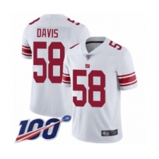 Men's New York Giants #58 Tae Davis White Vapor Untouchable Limited Player 100th Season Football Jersey