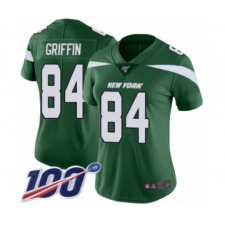 Women's New York Jets #84 Ryan Griffin Green Team Color Vapor Untouchable Limited Player 100th Season Football Jersey