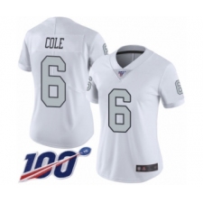 Women's Oakland Raiders #6 A.J. Cole Limited White Rush Vapor Untouchable 100th Season Football Jersey