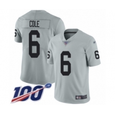 Youth Oakland Raiders #6 A.J. Cole Limited Silver Inverted Legend 100th Season Football Jersey