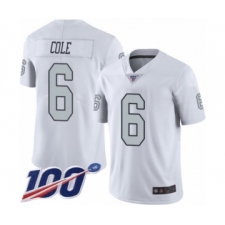 Youth Oakland Raiders #6 A.J. Cole Limited White Rush Vapor Untouchable 100th Season Football Jersey