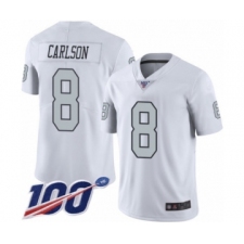 Men's Oakland Raiders #8 Daniel Carlson Limited White Rush Vapor Untouchable 100th Season Football Jersey