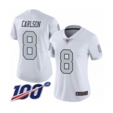 Women's Oakland Raiders #8 Daniel Carlson Limited White Rush Vapor Untouchable 100th Season Football Jersey