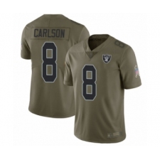 Youth Oakland Raiders #8 Daniel Carlson Limited Olive 2017 Salute to Service Football Jersey