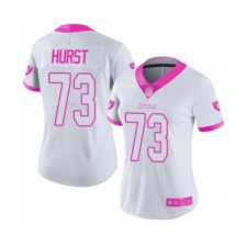Women's Oakland Raiders #73 Maurice Hurst Limited White Pink Rush Fashion Football Jersey