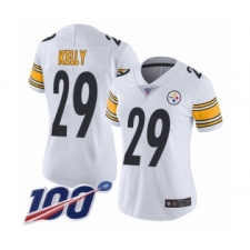 Women's Pittsburgh Steelers #29 Kam Kelly White Vapor Untouchable Limited Player 100th Season Football Jersey