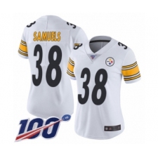 Women's Pittsburgh Steelers #38 Jaylen Samuels White Vapor Untouchable Limited Player 100th Season Football Jersey