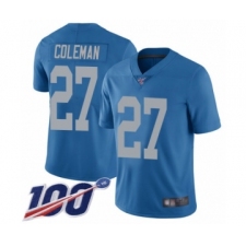 Men's Detroit Lions #27 Justin Coleman Blue Alternate Vapor Untouchable Limited Player 100th Season Football Jersey
