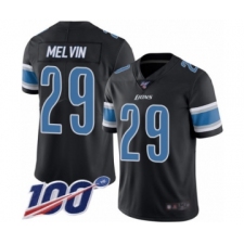 Men's Detroit Lions #29 Rashaan Melvin Limited Black Rush Vapor Untouchable 100th Season Football Jersey