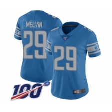 Women's Detroit Lions #29 Rashaan Melvin Blue Team Color Vapor Untouchable Limited Player 100th Season Football Jersey