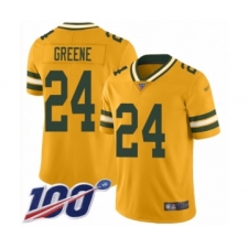 Men's Green Bay Packers #24 Raven Greene Limited Gold Inverted Legend 100th Season Football Jersey