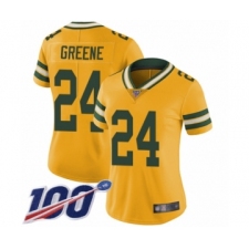 Women's Green Bay Packers #24 Raven Greene Limited Gold Rush Vapor Untouchable 100th Season Football Jersey