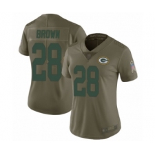 Women's Green Bay Packers #28 Tony Brown Limited Olive 2017 Salute to Service Football Jersey