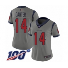 Women's Houston Texans #14 DeAndre Carter Limited Gray Inverted Legend 100th Season Football Jersey