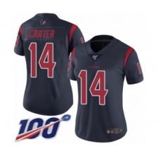 Women's Houston Texans #14 DeAndre Carter Limited Navy Blue Rush Vapor Untouchable 100th Season Football Jersey