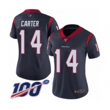 Women's Houston Texans #14 DeAndre Carter Navy Blue Team Color Vapor Untouchable Limited Player 100th Season Football Jersey