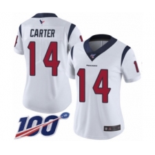 Women's Houston Texans #14 DeAndre Carter White Vapor Untouchable Limited Player 100th Season Football Jersey