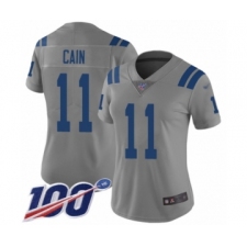 Women's Indianapolis Colts #11 Deon Cain Limited Gray Inverted Legend 100th Season Football Jersey