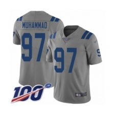 Men's Indianapolis Colts #97 Al-Quadin Muhammad Limited Gray Inverted Legend 100th Season Football Jersey