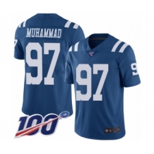 Men's Indianapolis Colts #97 Al-Quadin Muhammad Limited Royal Blue Rush Vapor Untouchable 100th Season Football Jersey