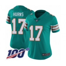 Women's Miami Dolphins #17 Allen Hurns Aqua Green Alternate Vapor Untouchable Limited Player 100th Season Football Jersey