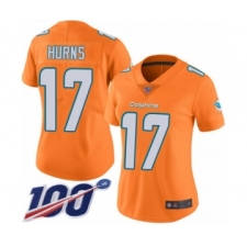 Women's Miami Dolphins #17 Allen Hurns Limited Orange Rush Vapor Untouchable 100th Season Football Jersey