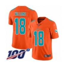 Men's Miami Dolphins #18 Preston Williams Limited Orange Inverted Legend 100th Season Football Jersey